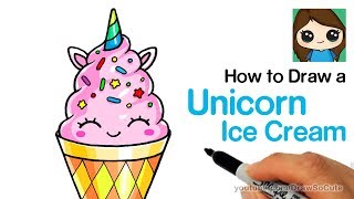 How to Draw a Unicorn Ice Cream Easy and Cute