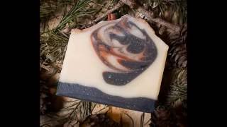 Cutting 'Winter Cabin' Handmade soap by Oakwood Soaperie