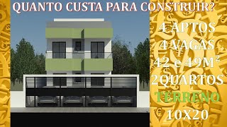 Prédio P132 - 4 apartamentos com 2 quartos - 4 vagas - Terreno 10x20