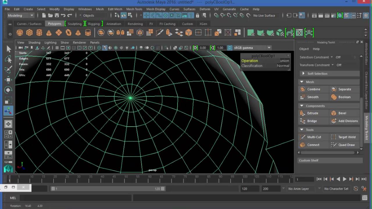 Autodesk Maya 2016 Tutorial Modeling Toolkit Booleans - YouTube