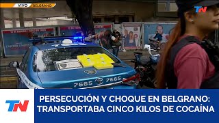 PERSECUCIÓN Y CHOQUE EN BELGRANO I Detuvieron a un hombre que transportaba cinco kilos de cocaína