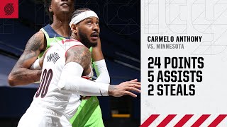 Carmelo Anthony (24 PTS, 5 AST) Highlights | Trail Blazers vs. Timberwolves