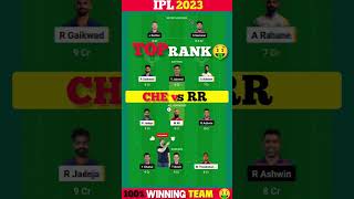 CHE vs RR Dream11 Team | TATA IPL 2023 | CSK vs RR dream11 Prediction | rr vs che #ipl #ind #shorts