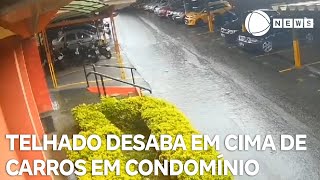 Telhado de estacionamento desaba em condomínio de SP