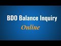 BDO Balance Inquiry Online