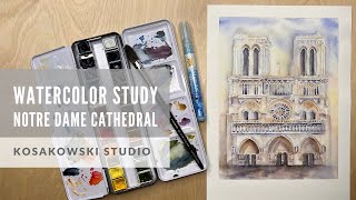 Notre Dame Cathedral - Beginner Watercolor Tutorial (HD)