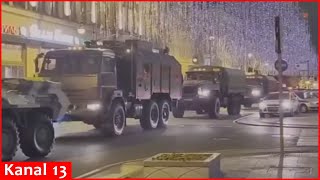 New images from Moscow streets - Kamaz and military equipment trying to close entrance to the city