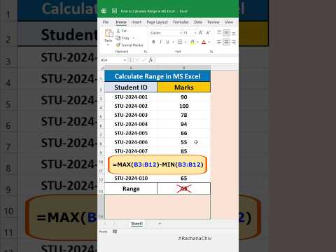 Calculate Range Numbers Use MAX and MIN Function in Excel #short #excel #exceltutorial