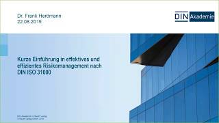 Einführung in effektives und effizientes Risikomanagement nach DIN ISO 31000