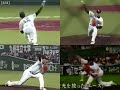 斉藤和巳 肩を使って高い位置から指で押し込む pitching mechanics slow motion