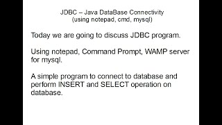 JDBC using notepad program Part 2