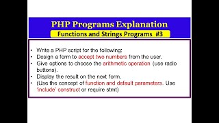 PHP Program : To perform Arithmetic operations | Use default parameter's and include statement