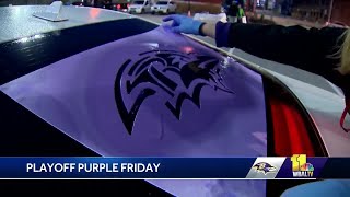 Fans have Purple Friday fever at Ravens stencil event