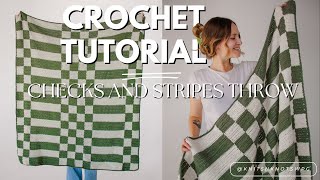 Checks And Stripes Throw Crochet Tutorial - How to Work Double Crochet Intarsia