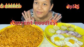 5 PACKETS CURRENT NOODLES || SPICY 🌶️🔥￼|| MUKBANG