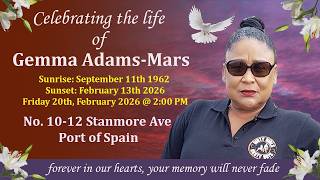 In Loving Memory of Gemma Adams-Mars Live Stream February 20th 2026 at 2:00 P.M