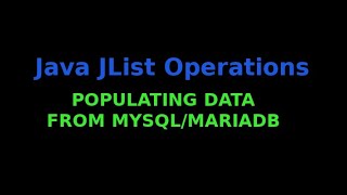 Populating Java JList from MySQL/MariaDB databases