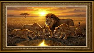 Frame TV Art: Majestic Lion Pride at Sunset | 4K Art Screensaver