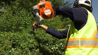 How to Safely Use a Commercial Gasoline Powered Hedge Trimmer | Husqvarna