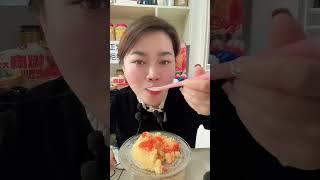 Bite a fish roe to wish Sister Chun a happy birthday. Fish roe