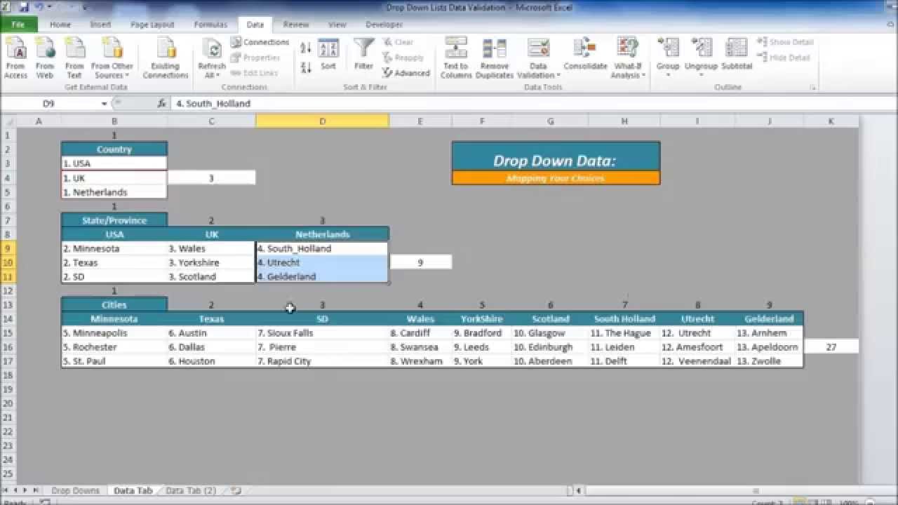 Multiple Dependent Drop Down List Excel Template