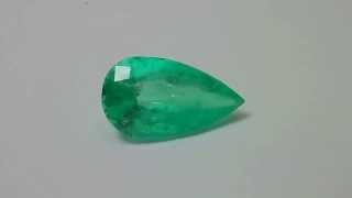 3.68cts Rare Medium Bluish Green All Natural Colombian Emerald Pear!