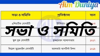 সভা ও সমিতি/Important gk for all competitive exams