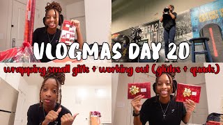 vlogmas ଦିନ 20 | | ଛୋଟ ଉପହାର ଗୁଡ଼ାଇବା + କାମ କରିବା (ଗ୍ଲୁଟ୍ସ + କ୍ୱାଡସ୍)