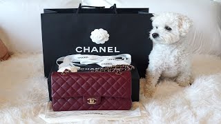 Unboxing Video - Chanel Medium Classic Flap in Burgundy Caviar Leather with Champagne Gold Hardware!