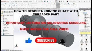 solidwork shaft design with thread #solidworks #solidworkstutorial #mechanicalengineering #youtube