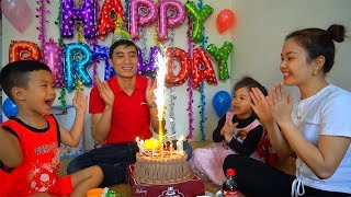 Happy Birthday to Daddy with surprise gift and cake from Mommy, Anto and Diana | Family Fun Kids
