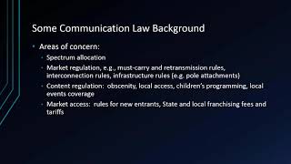 New Media Law: Class 1: Communications Law