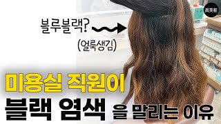 블랙 /블루블랙 염색 하고 나중에 다른염색 가능하죠?  (블루블랙 물빠짐,뿌리염색 차이,유지력) 알고하세요