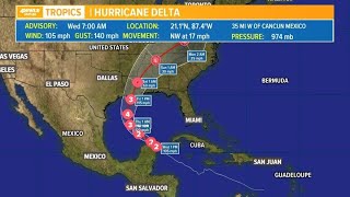 Wednesday 7 pm tropical update: Hurricane Delta strengthening again in Gulf of Mexico