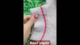 gizli dikiş pratik örgü teknikleri / dikiş teknikleri / boğazlı kazak tamiri #short #shorts