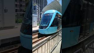 淡海輕軌電聯車(115編組)V02竿蓁林站停靠紀錄 | 2024.7.28 | Danhai LRT | 粘粘的鐵道攝影