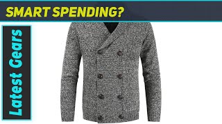 Men's Cardigan Sweater: Casual Double Breasted Shawl Collar Striped Cable Knit Jacket Coat