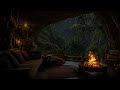 Ad-Free Deep Sleep in a Cozy Cave 🌧️ Soft Rain & Warm Fireplace Ambience to Relax and Unwind 🔥😴