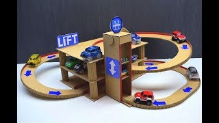 How to make a car track with lift and with Parking of cardboard