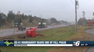 Crews work to finish Ishpeming roundabout fall phase construction