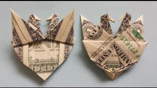 How to fold Origami Heart with Two Cranes (birds, doves)