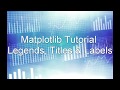 Matplotlib Python Tutorial 2 - Legends, Titles & Labels