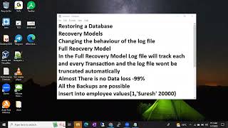 Sql DBA Batch 47 Class 17 Complete Discussion on Database Restores || Contact 9902590140