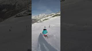 Saas-Fee short turns by young ski racer
