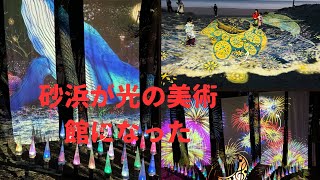 砂浜が光の美術館なった！入野海岸で光の切り絵展(黒潮町)