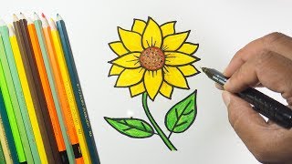 How To Draw Sunflower With Paper Easy Step by Step