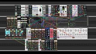 Functional Techno Beat patch in VCV Rack with Hora PCM Drums module