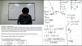 P3A L8H.2 Projectile Motion Example 3 – Multiple-parts Problem – 2D Kinematics – part a.ii