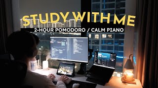 🌃 LATE NIGHT STUDY WITH ME | 🎹 Calm Piano | 2-Hour Pomodoro 25/5