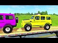 double flatbed trailer truck vs speedbumps train vs cars tractor vs train beamng.drive